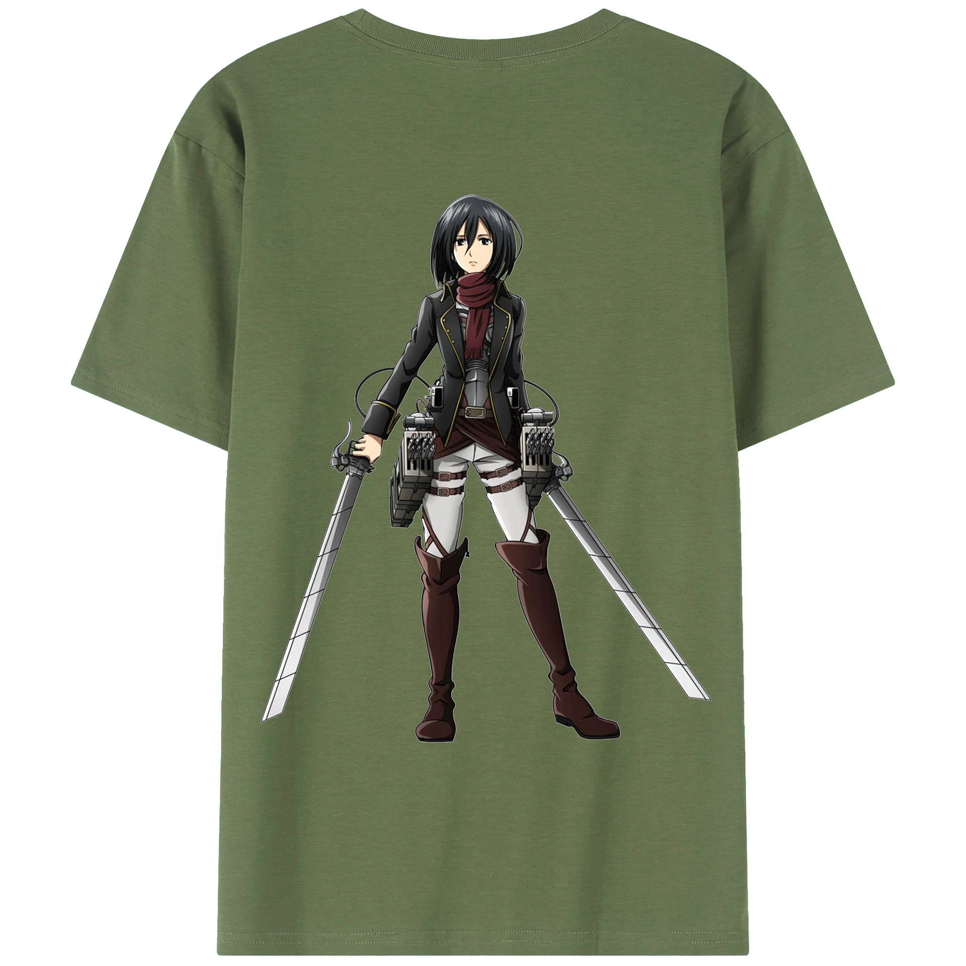 （画像用） 進撃の巨人 ミカサ·アッカーマン Attack on Titan Mikasa Ackerman 綿100％ メンズ半袖Tシャツ（バックプリント） 通気性